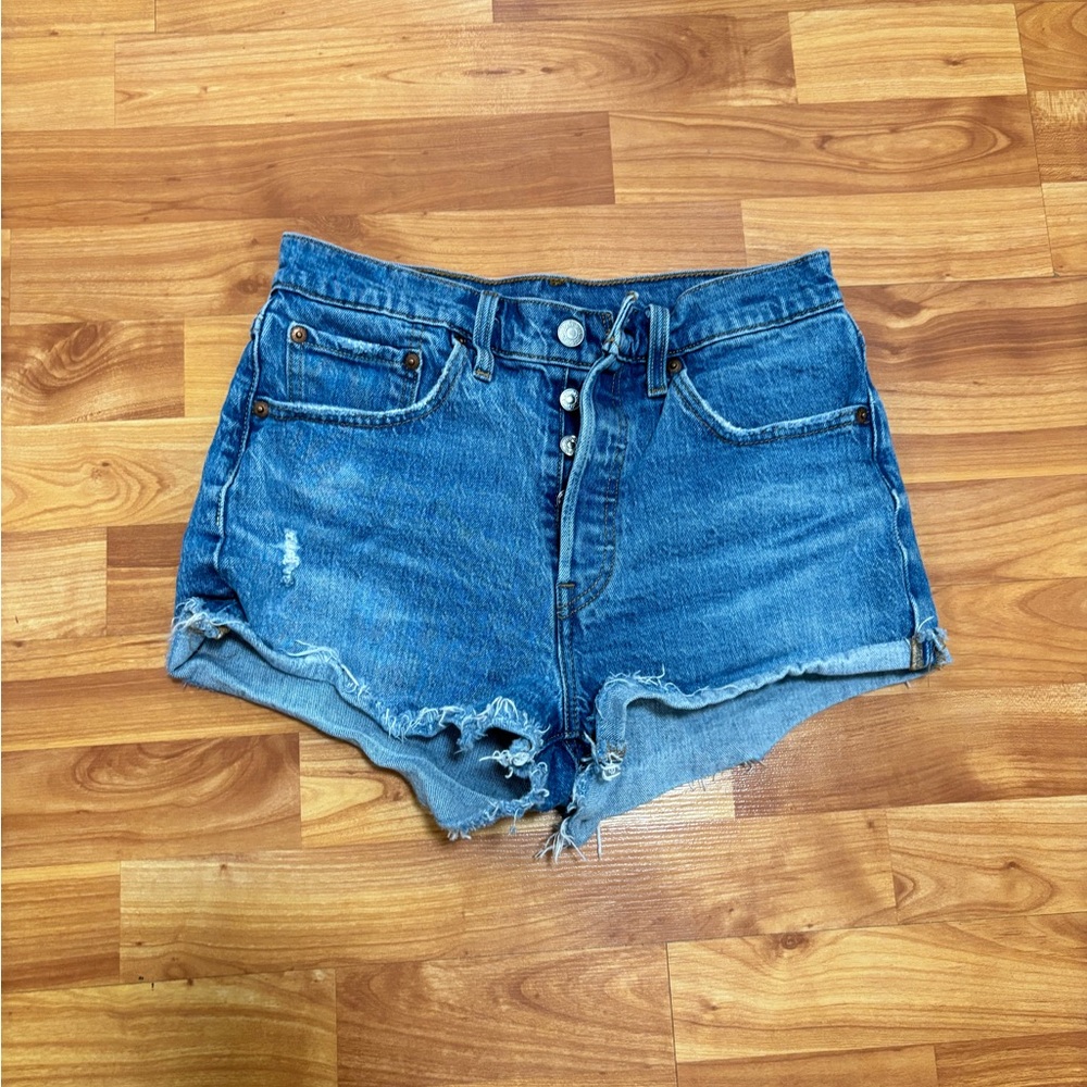 Levi’s Blue Denim High-Rise Distressed Women's Shorts